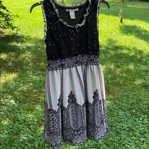 Black and Cream Sequined Dress